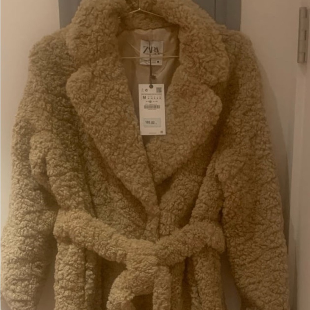 Zara Long Fleece Coat - Light Camel - Picture 12 of 12